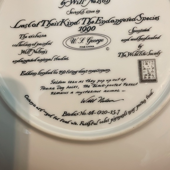 The Black Footed Ferret Will Nelson Vintage Last of Their Kind Endangered Plate - Picture 7 of 15
